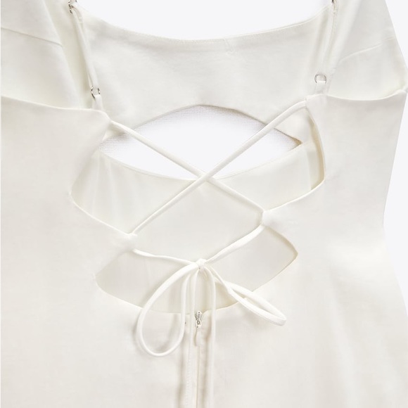 Linen blend cutout dress sage green ZARA - Picture 6 of 9